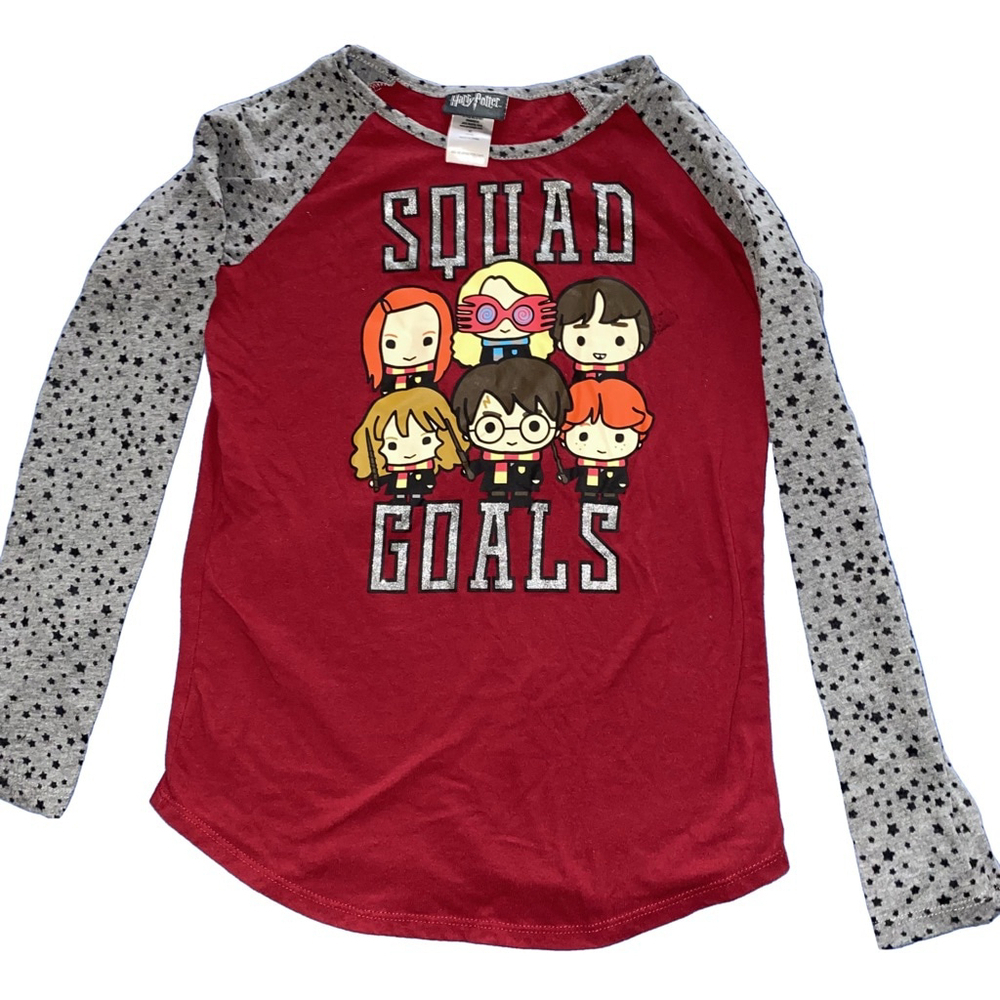 Girls Harry Potter Squad Goals Top XL (14/16) Red Gray Long Sleeve